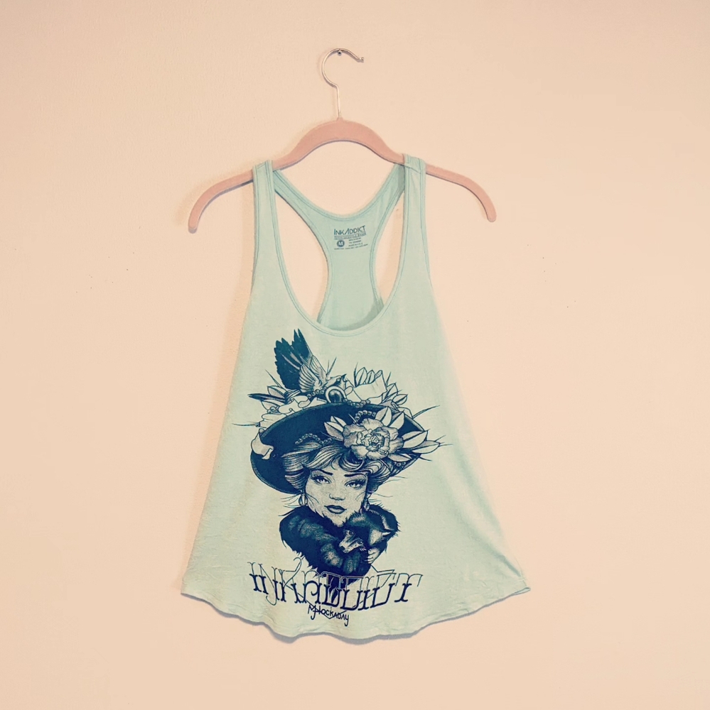 INK ADDICT Flowy Racerback Tank Top Color Mint Women's Size Medium